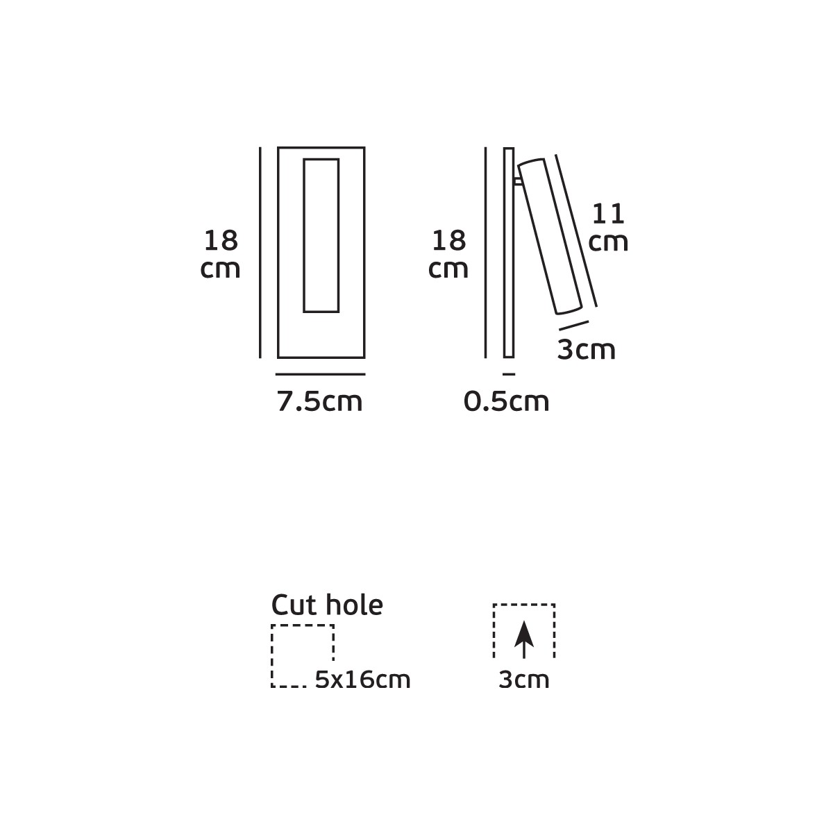 Απλίκα τοίχου led 100-265V 3W 3000K 110lm 30° CRI>80 IP20 μαύρη VK/04154/WA/B/W 64171-062126 - second view